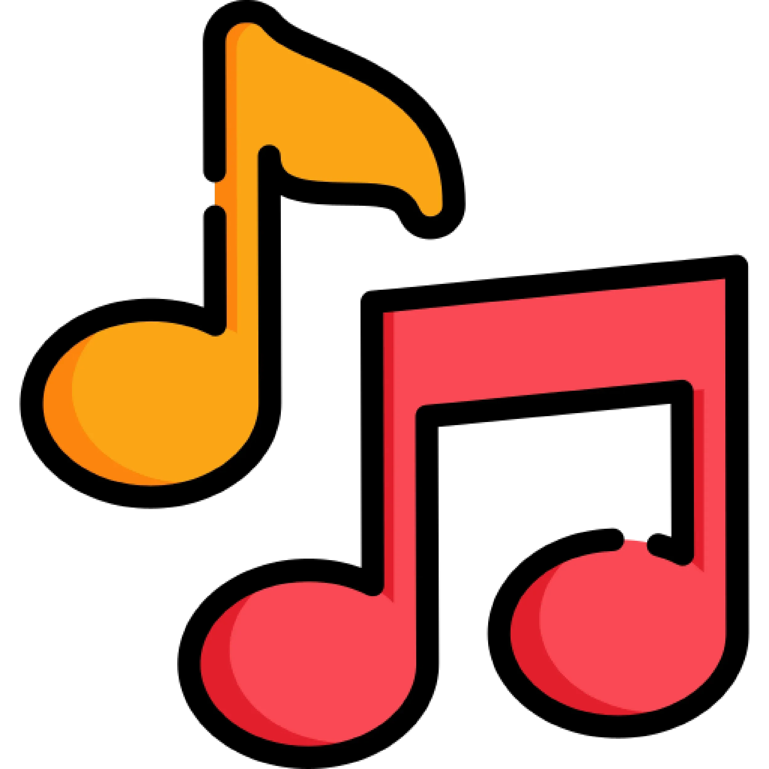 Illustration of a pair of orange musical notes.