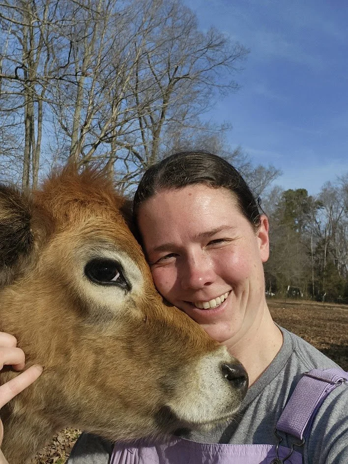 woman with jersey cow