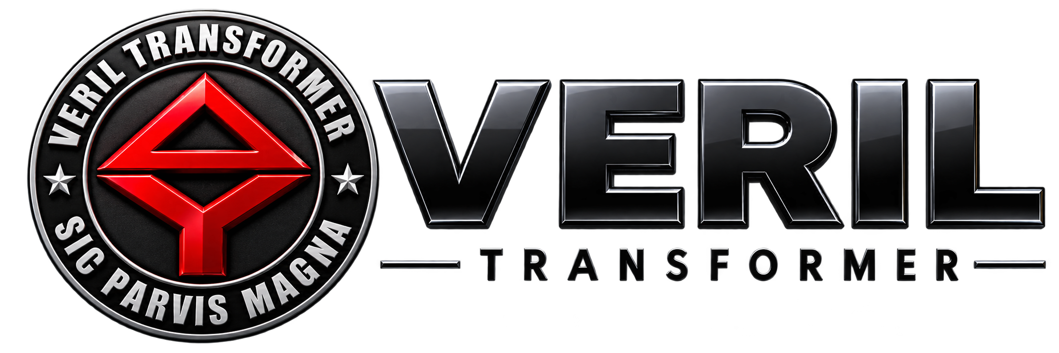 VERIL Transformer logo with red geometric transformer symbol and SIG PARVIS MAGNA
