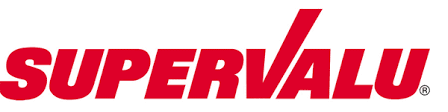 "SuperValu" logo in bold red text on a white background.