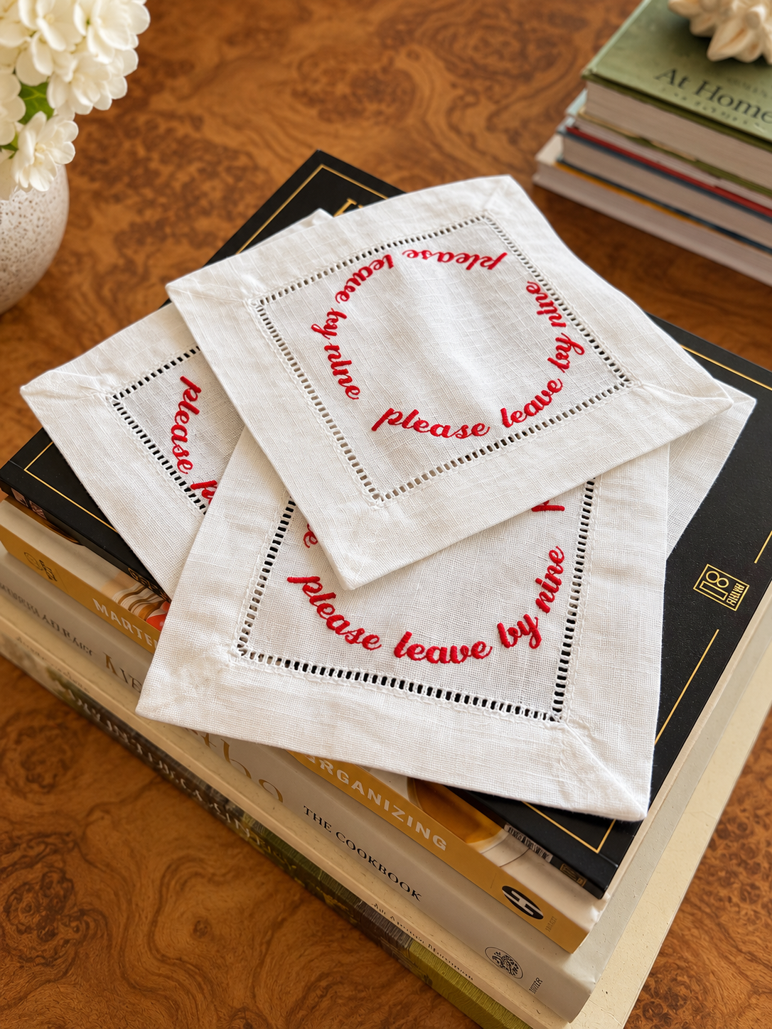 The “Please Leave at Nine” Cocktail Napkins Set