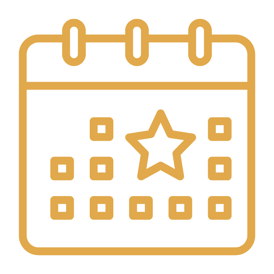 Calendar icon with a star in the center.