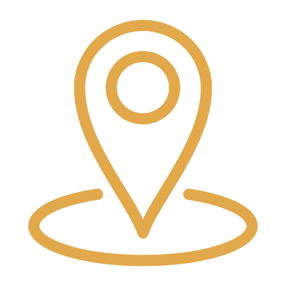 Gold map location marker on black background.