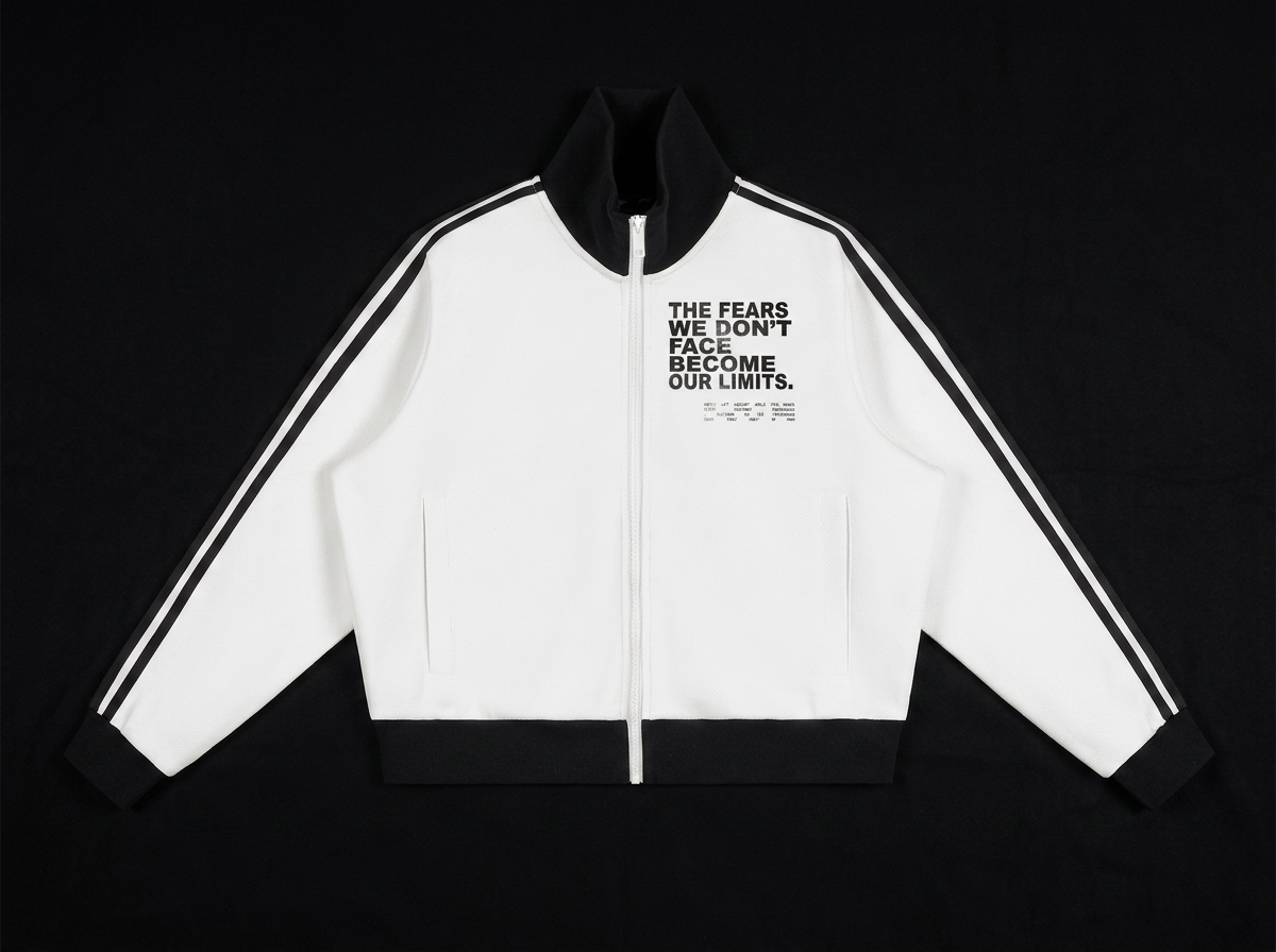 Face Your Fears Stripe Fleece Cropped Track Jacket