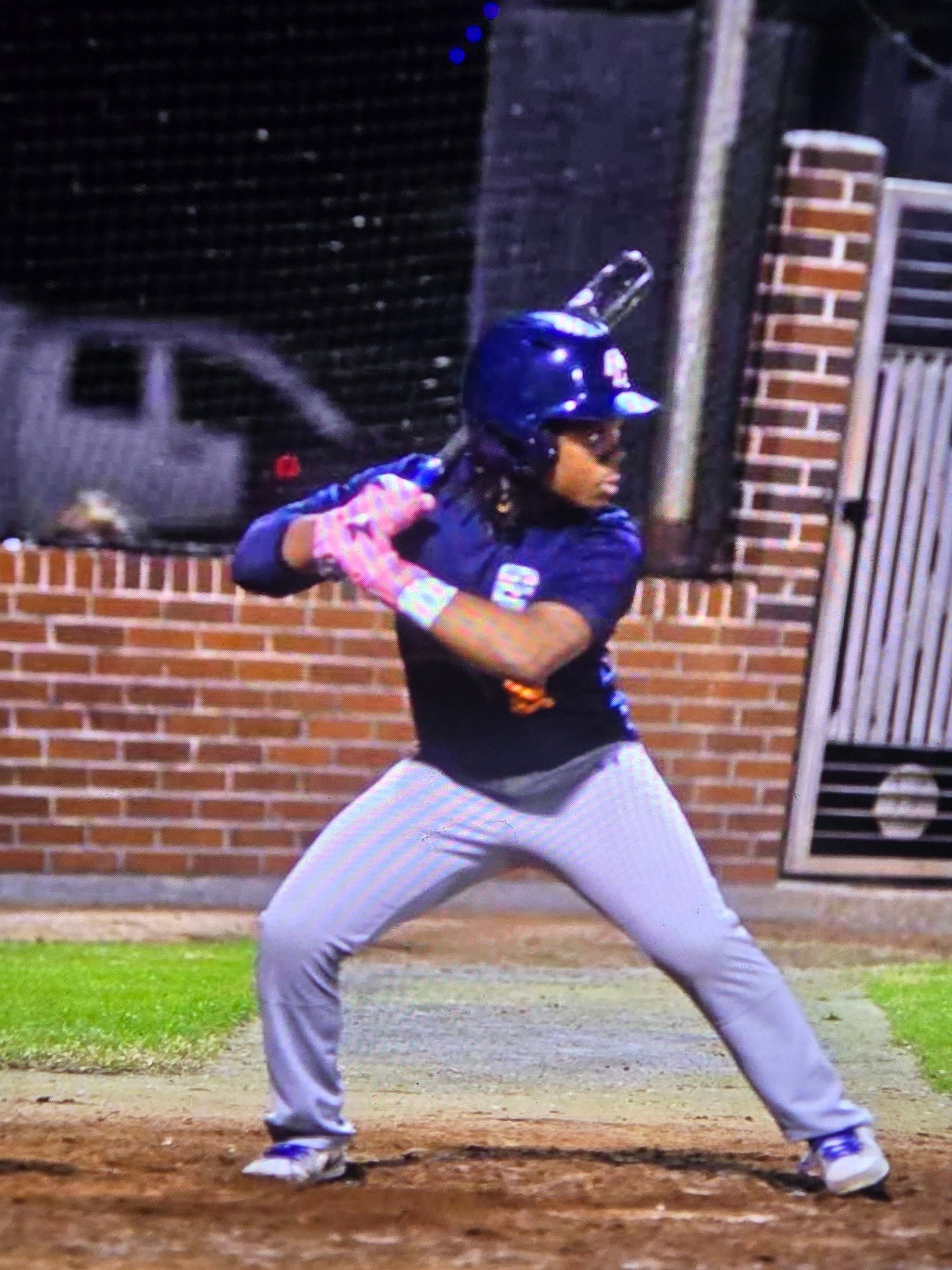 Layvin preparing to bat during a baseball game.