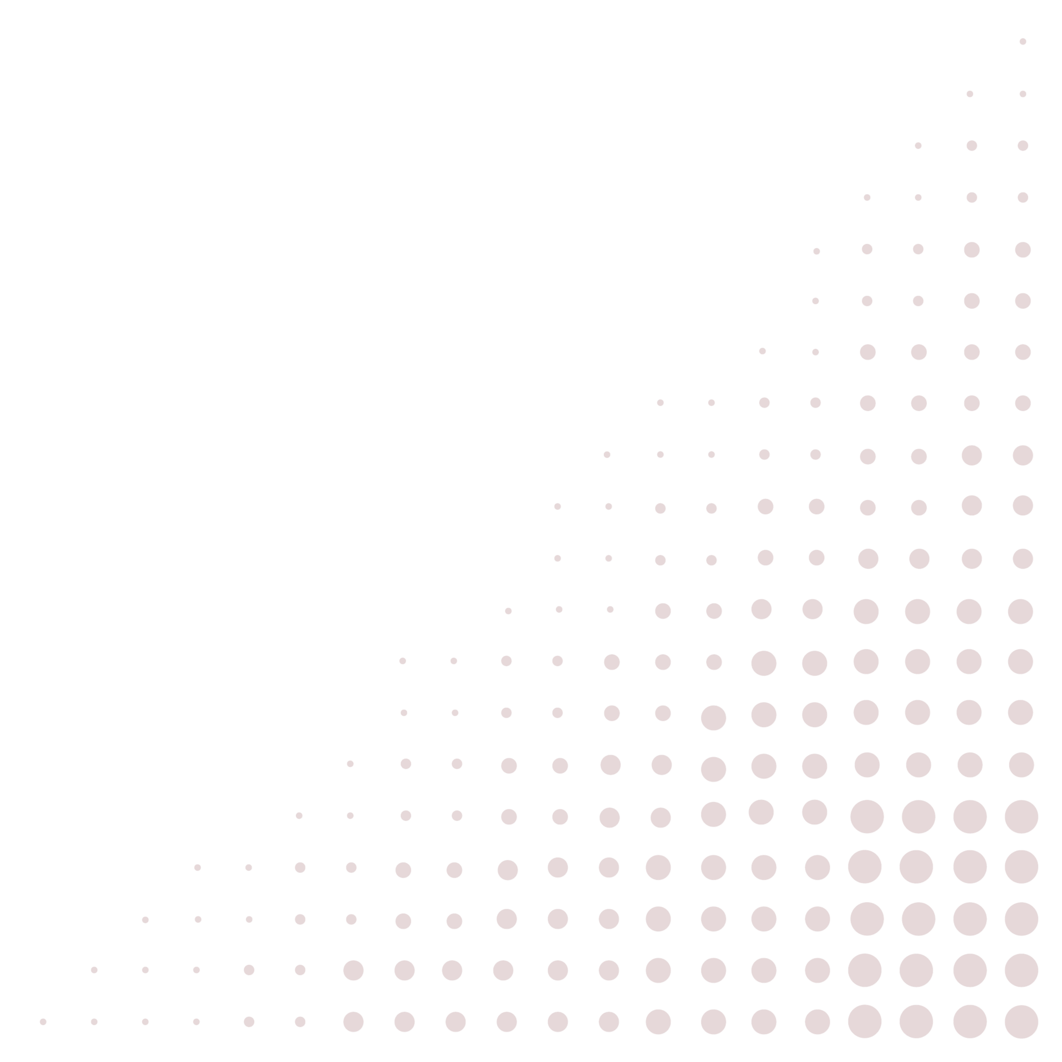 Black background with white dots arranged in a grid, decreasing in size from top left to bottom right.