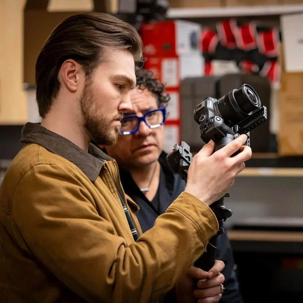 Here's when I worked at Northeastern University in the College of Arts, Media, & Design (CAMD) as a full-time staff member for the  Media Studios Organization . Here I am setting up a mirrorless camera on a gimbal for a student workshop!