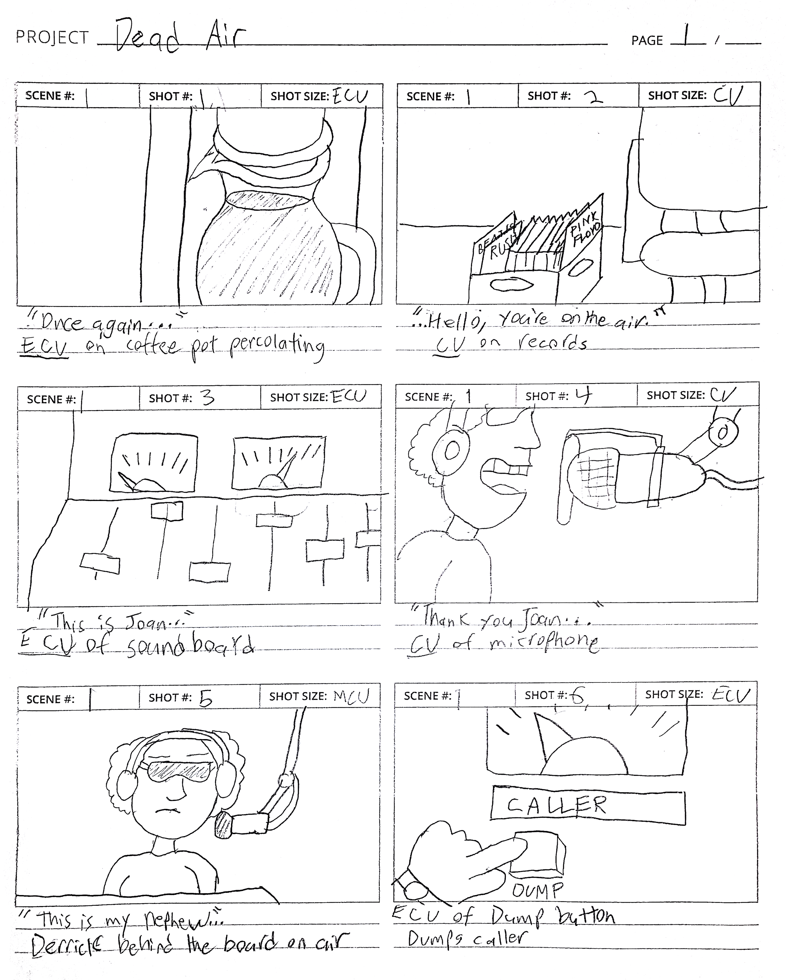 A page from the storyboard of my college thesis film, which was repurposed for a documentary about how the COVID-19 pandemic shutdowns ended the possibility of me making my short film! If you want to watch that documentary, keep scrolling down!