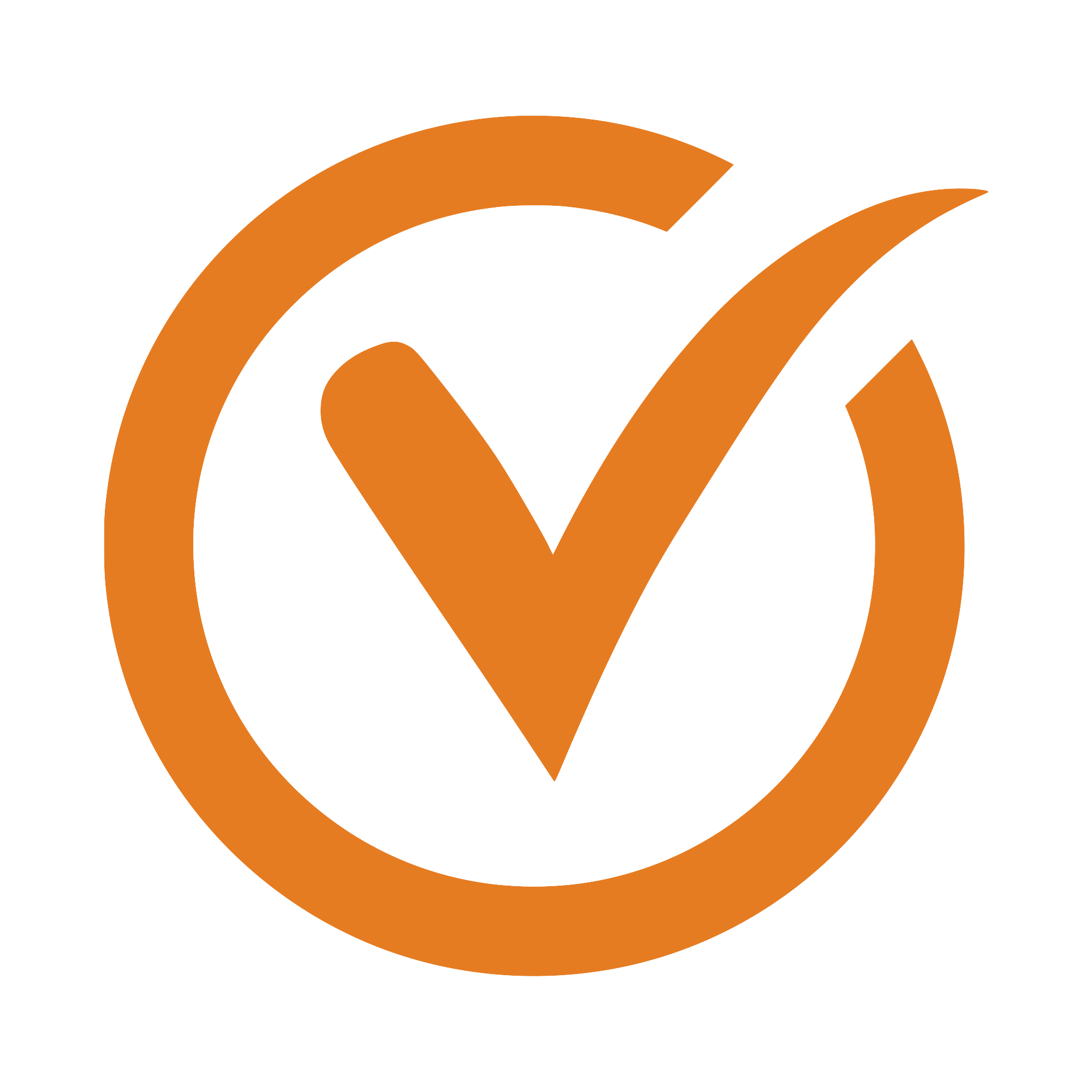 An orange check inside a circle