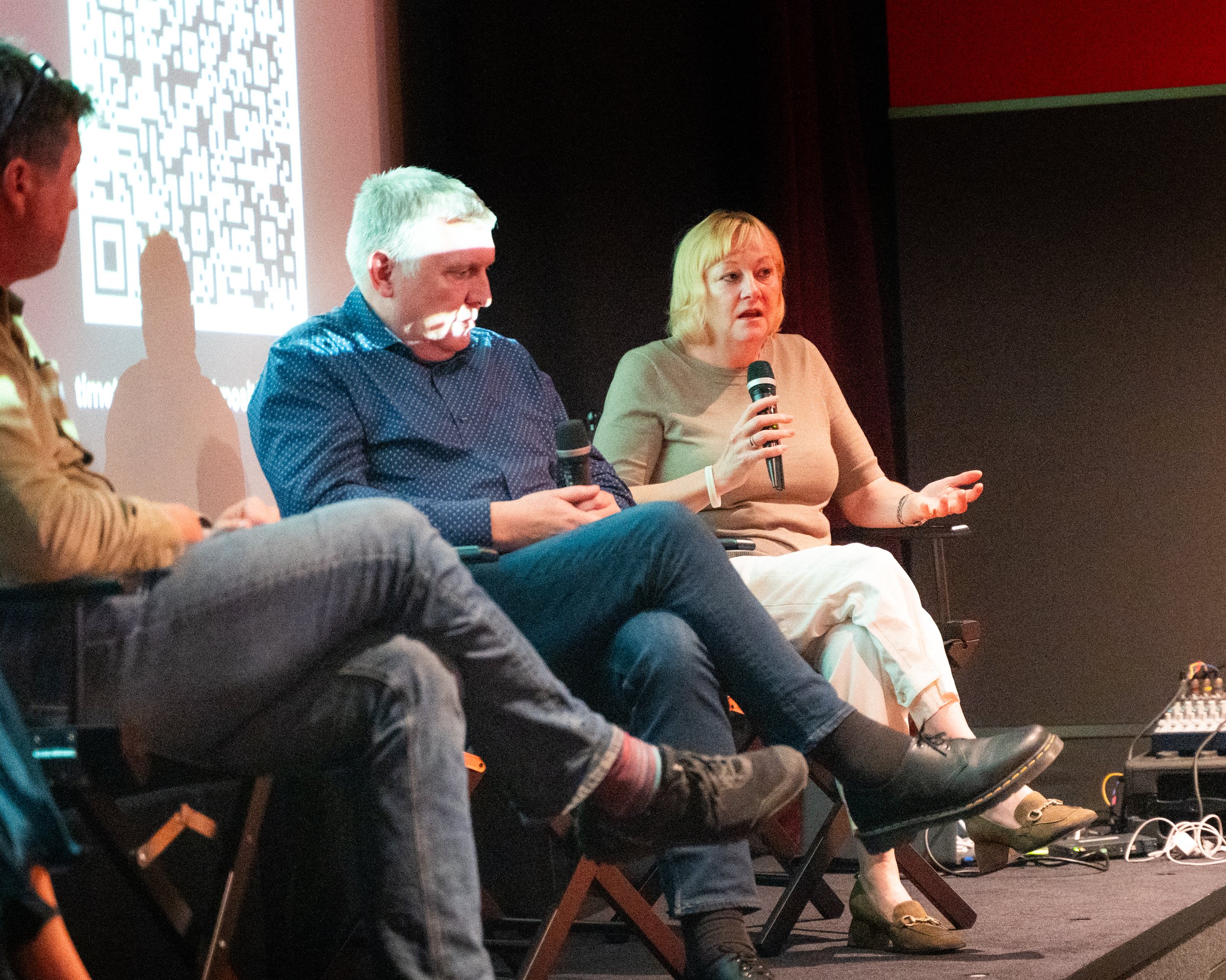 Panel discussion on stage at the premiere of Our Lungs: Time to Breathe a short awareness documentary about lung cancer.