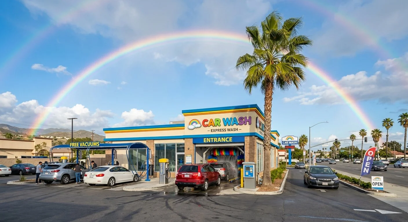Carwash with Rainbow