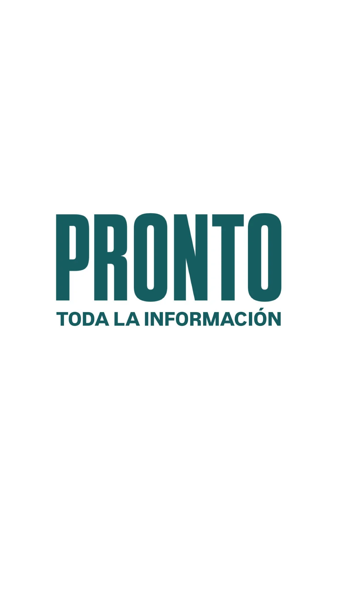 Logotipo con la palabra 'PRONTO' en letras grandes y la frase 'TODA LA INFORMACIÓN' debajo, en letras más pequeñas.