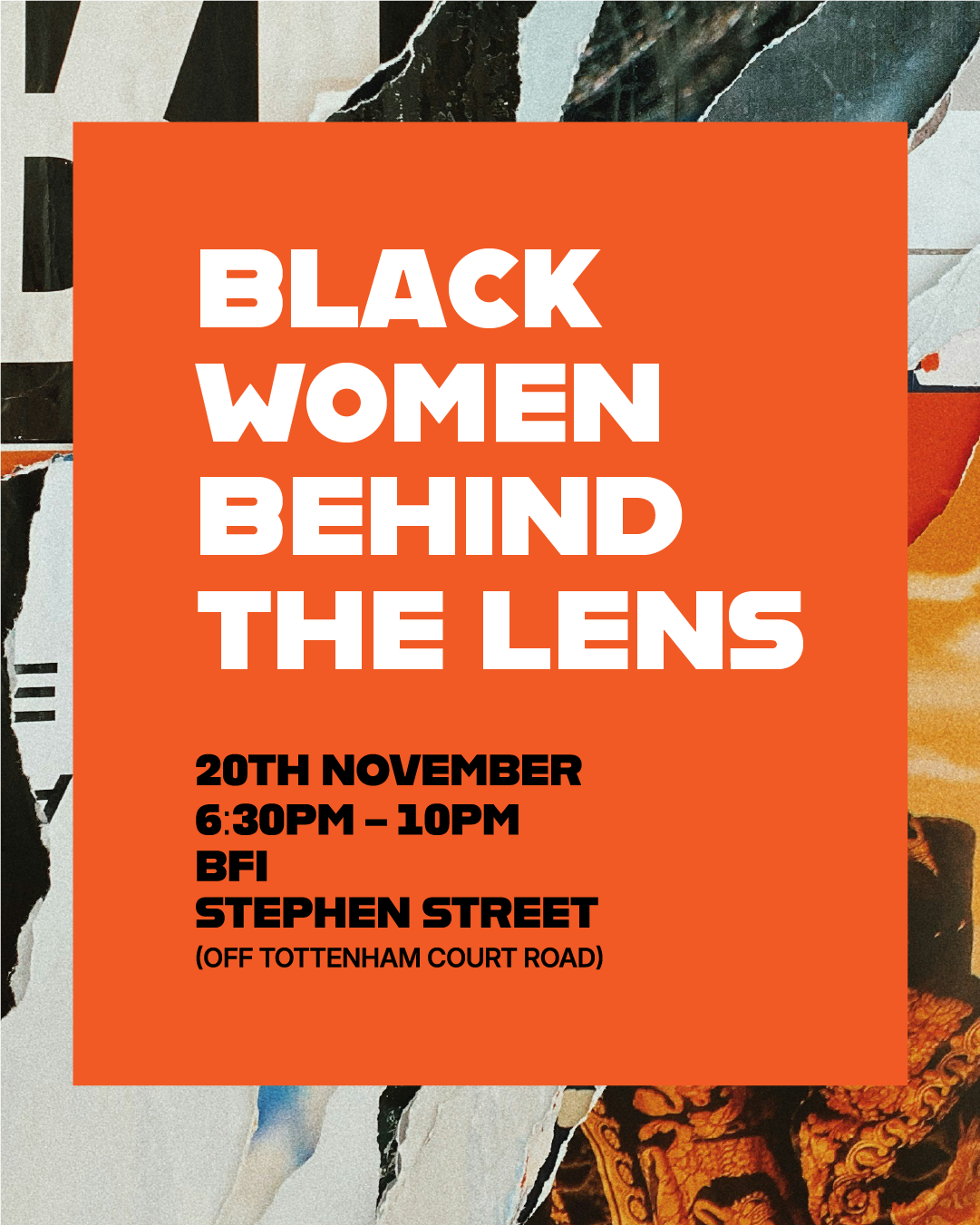 Poster for Black Women behind the Lens, 20th November 2025