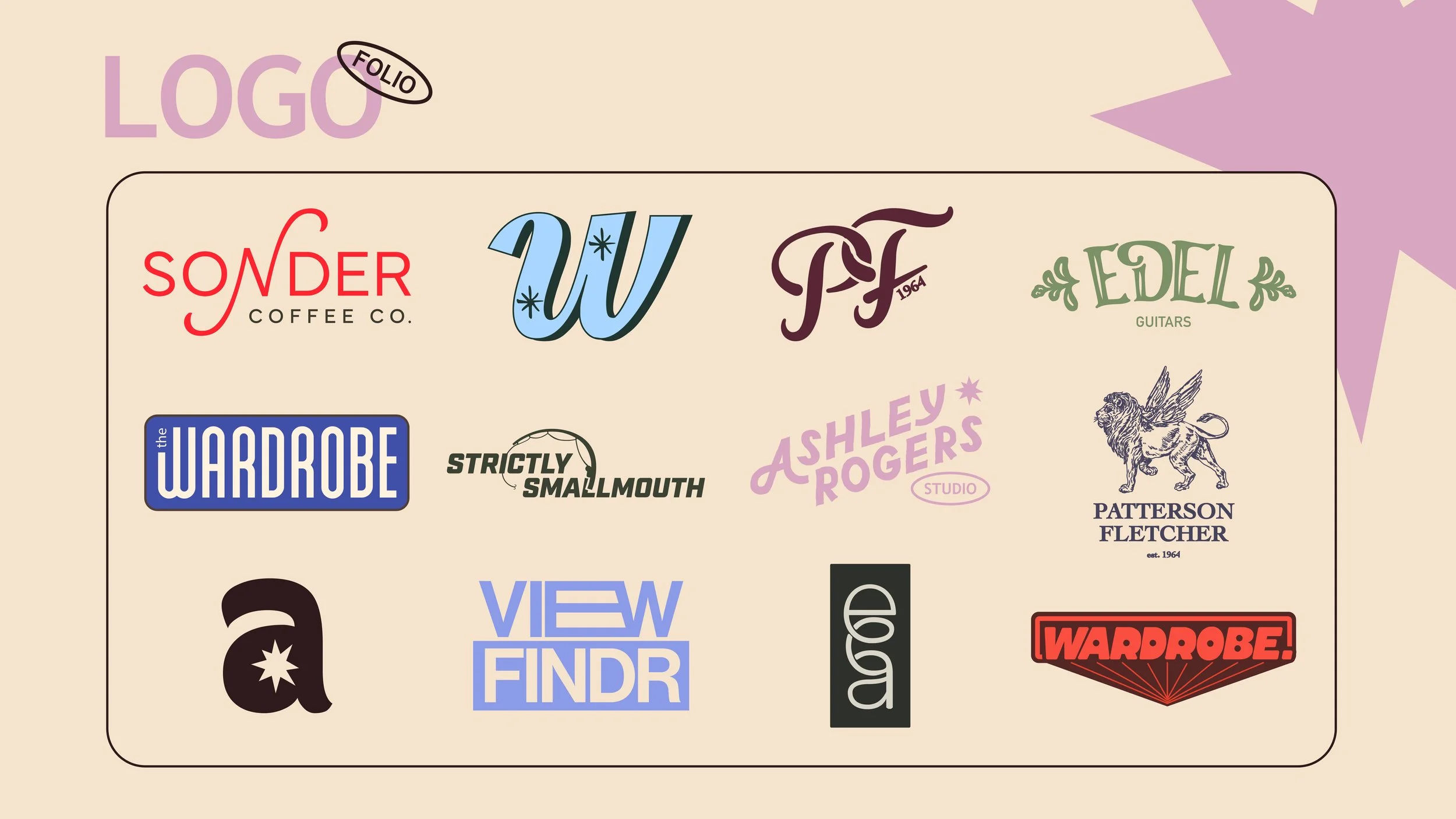 A collection of various logo designs for different brands and companies.