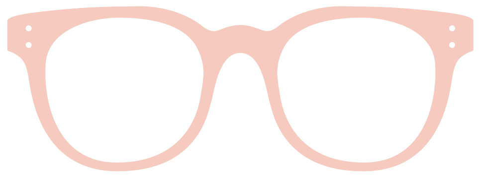 Molly's signature soft pink eyeglasses