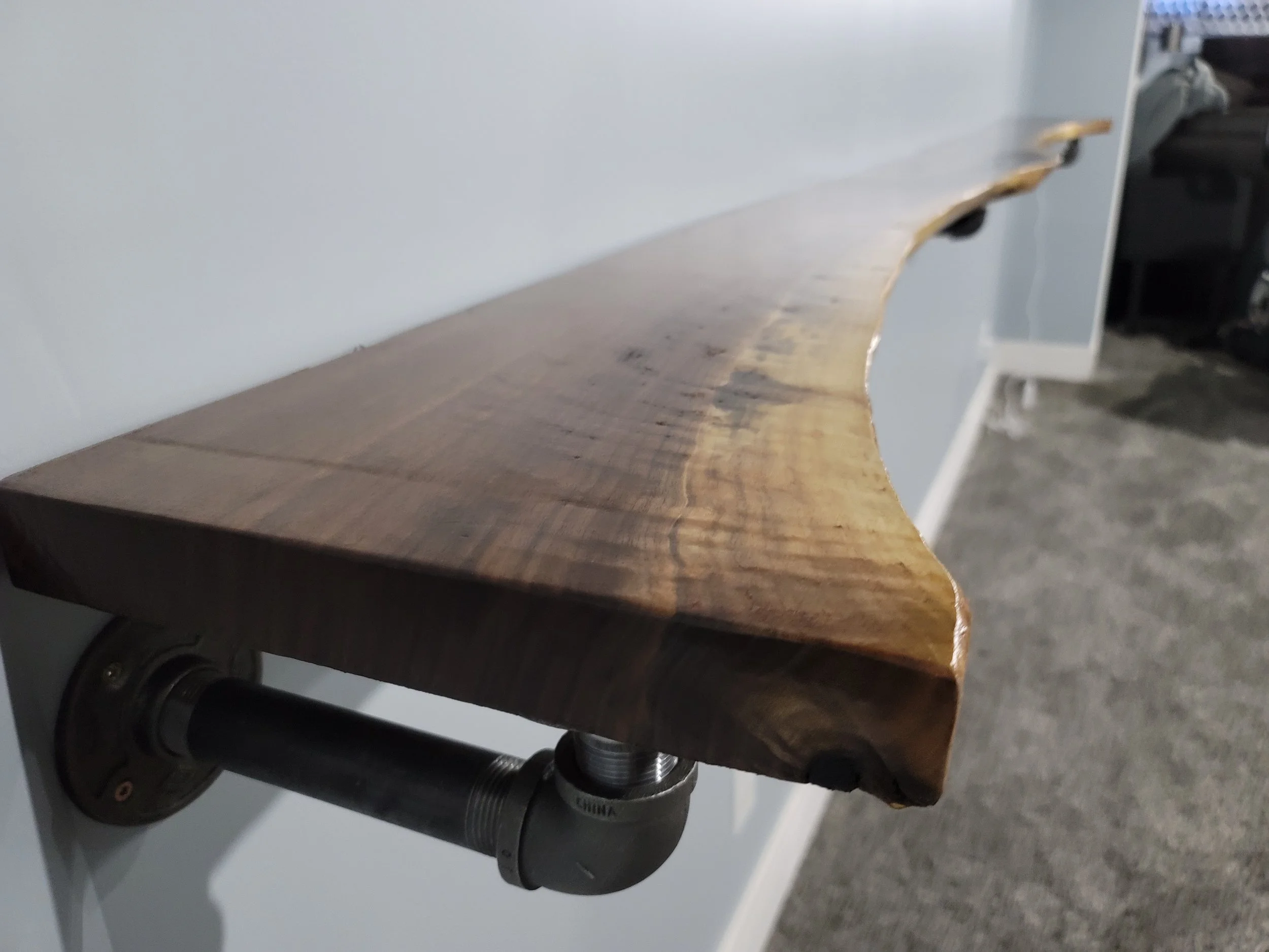 Live Edge Walnut Wall Shelves