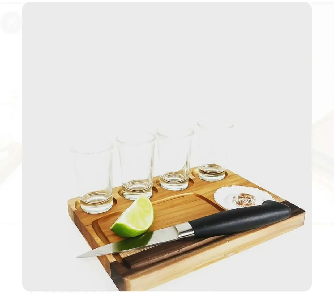 Handcrafted Tequila Shot & Lime Serving Board