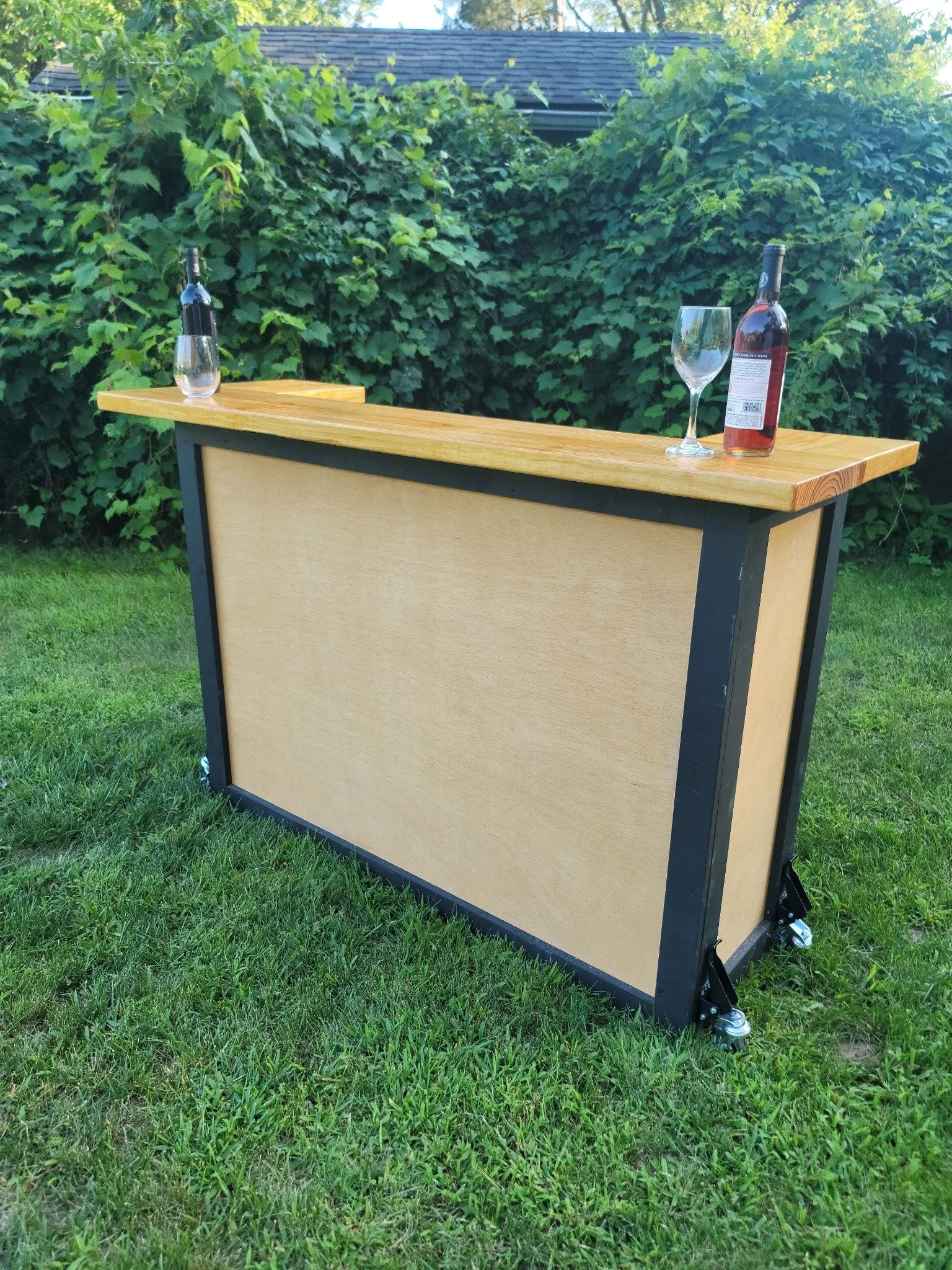 Modern Flat Panel Custom Bar w/ Stained and Finished Pine Tabletop