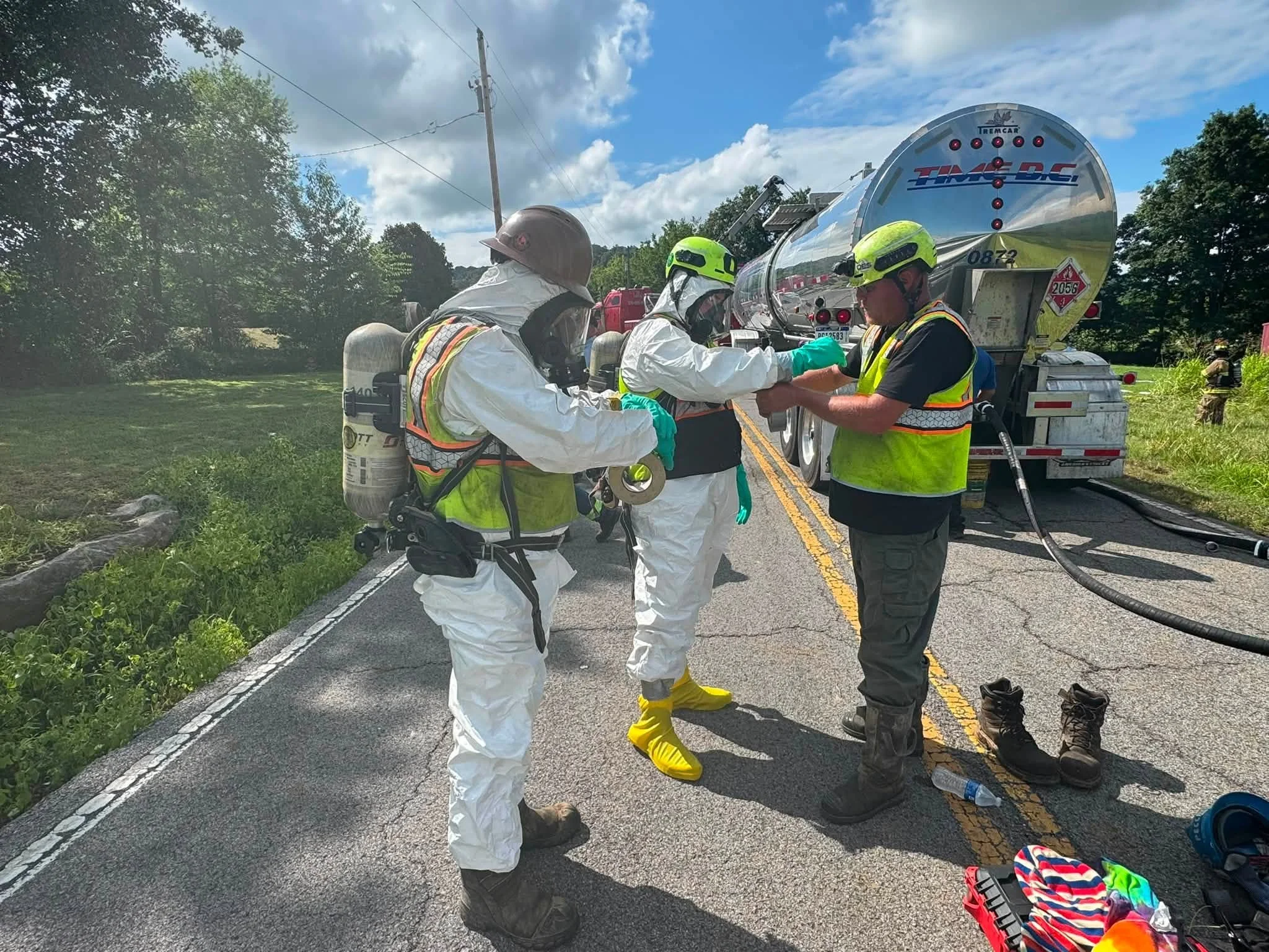OES environmental response crew working at a tanker truck incident in Tennessee.