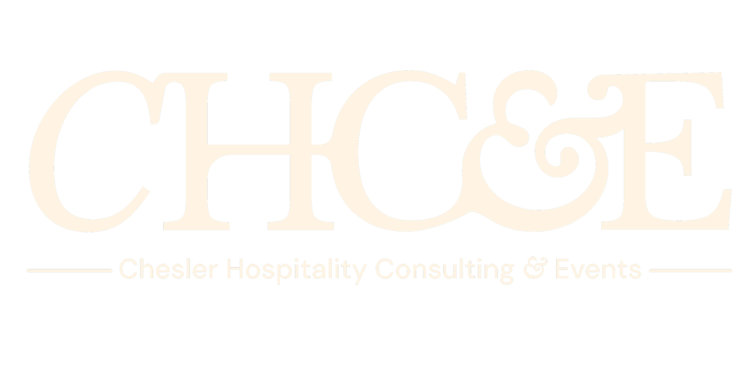 Chesler Hospitality Consulting & Events logo with the words 'CH' in large font and full name below on a black background.