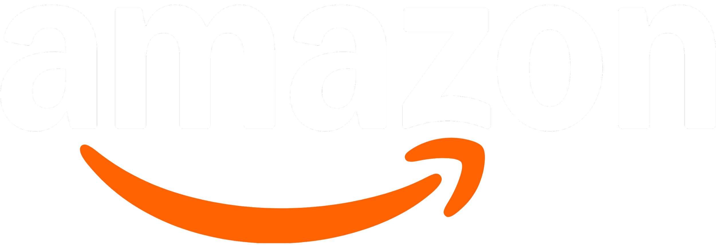The Amazon logo with white text and orange curved arrow underneath.