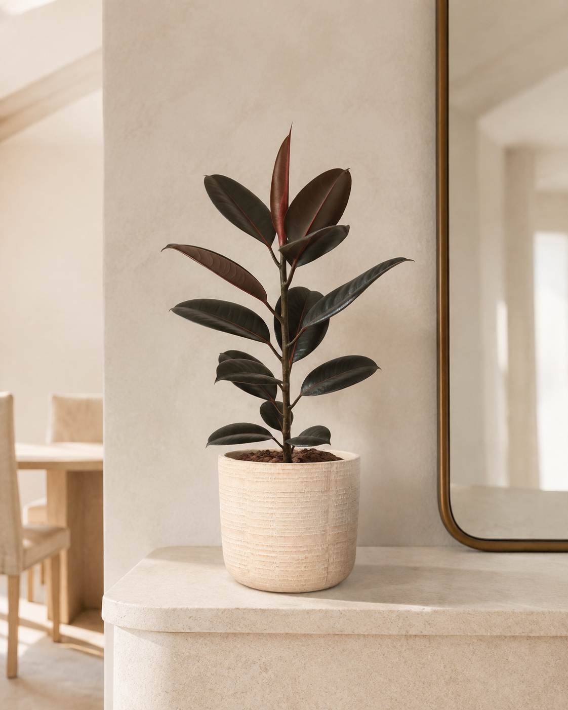 Ficus Burgundy em Cachepot Linhares Rosé