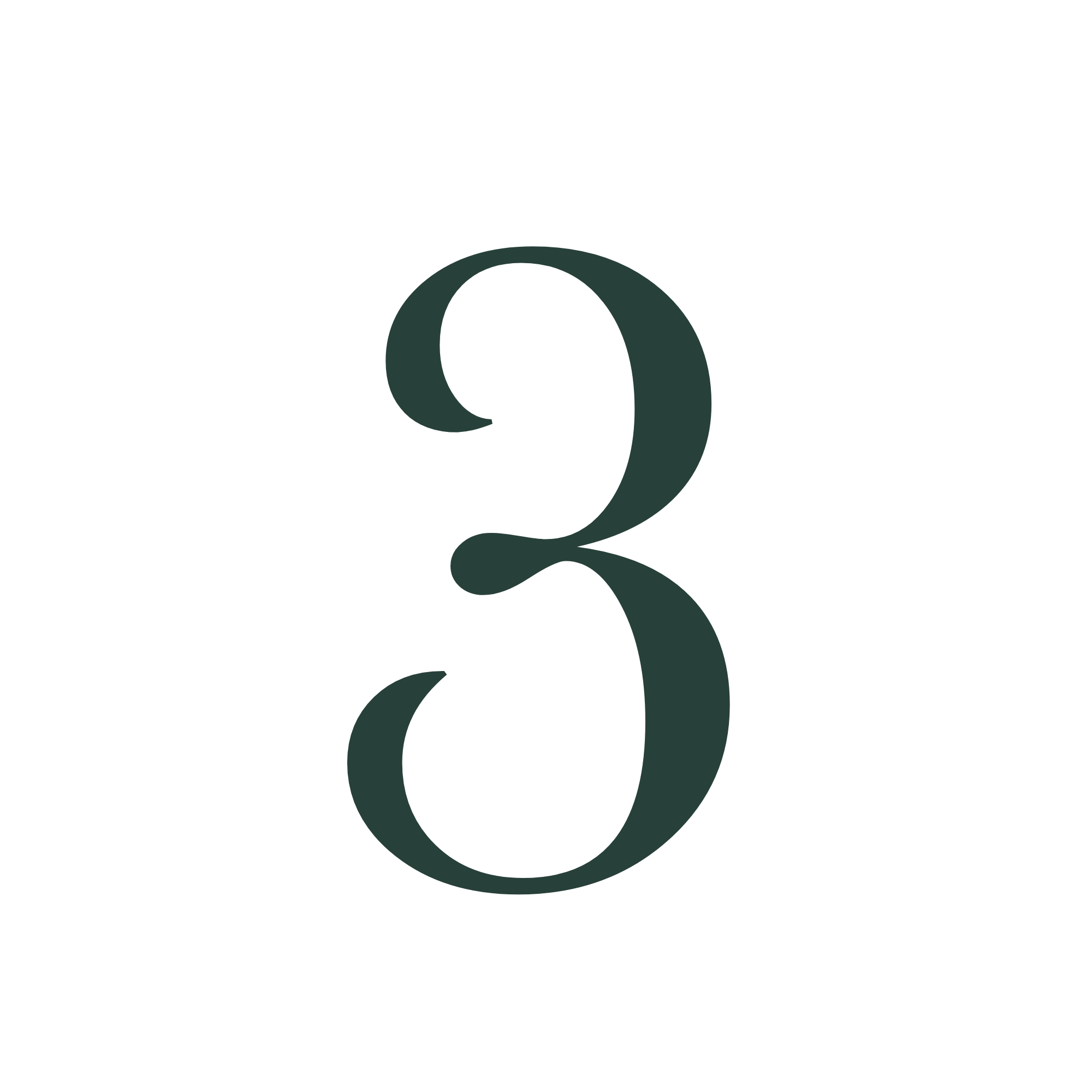 Dark green stylized number 3