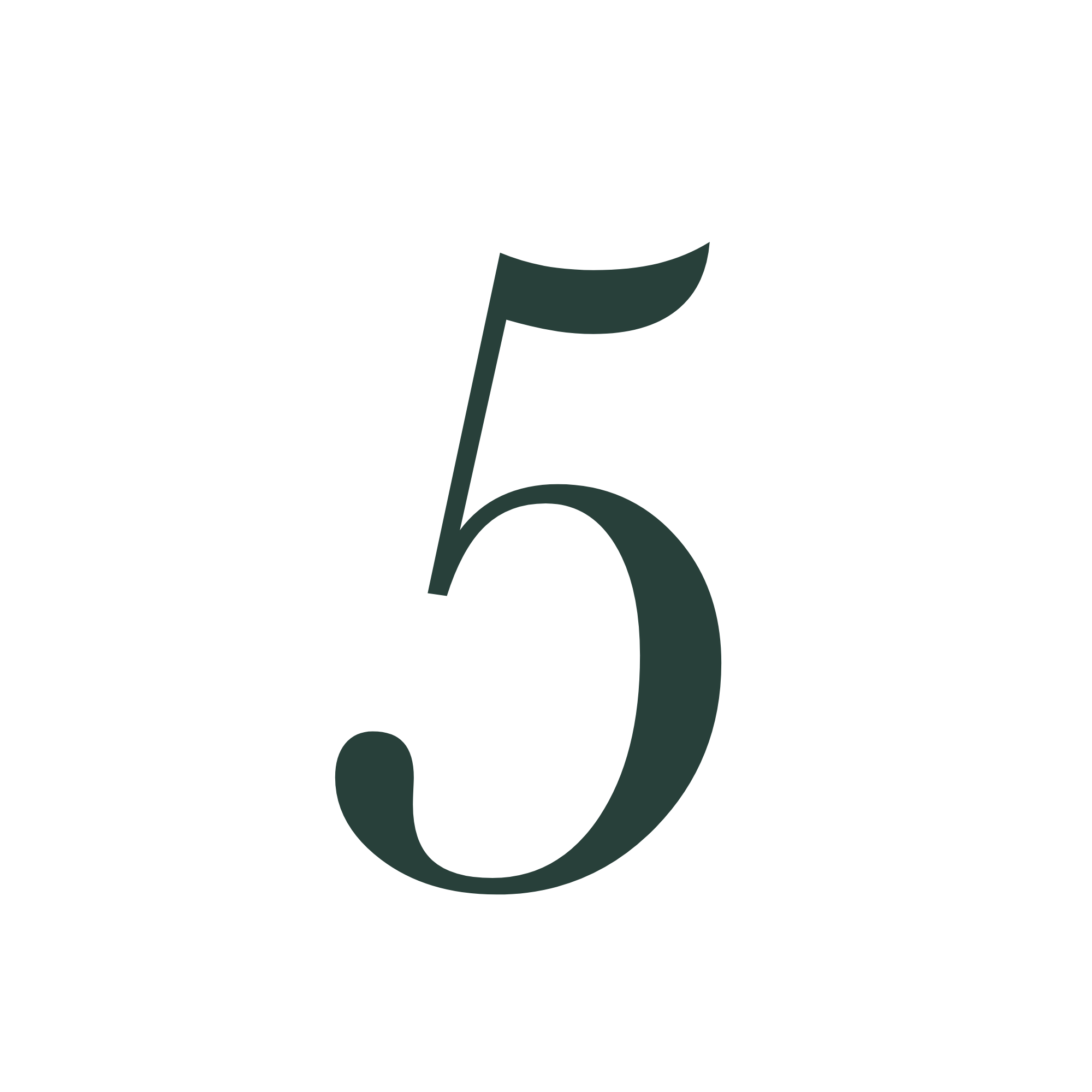 Dark green stylized number 5