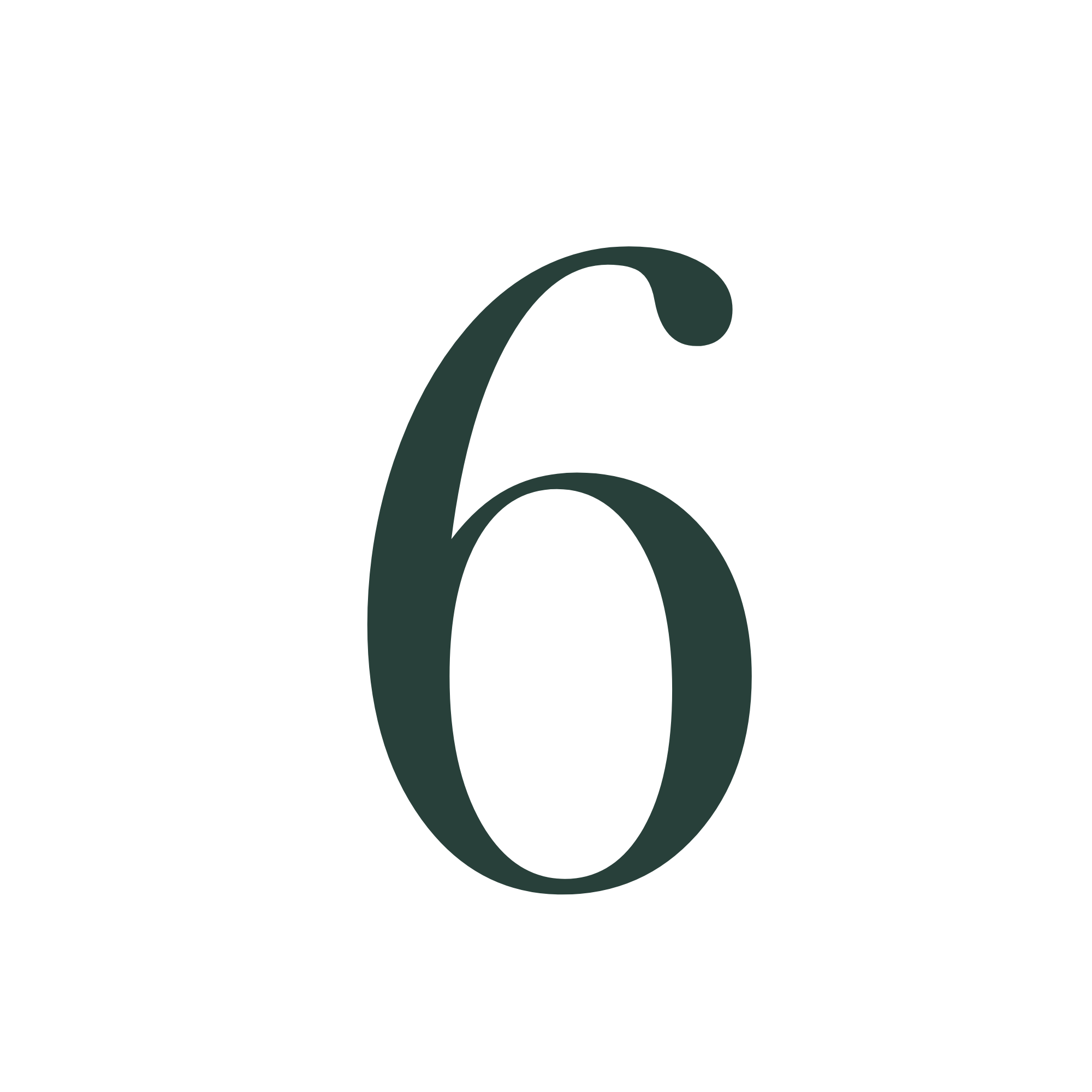 Dark green stylized number 6