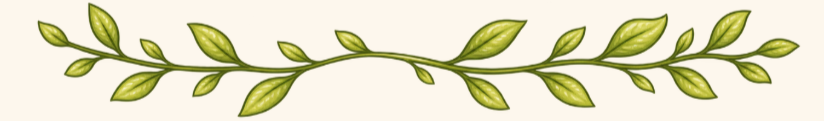 A decorative green vine with leaves stretching horizontally across the image.