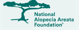 Logo of the National Alopecia Areata Foundation with a stylized tree design.