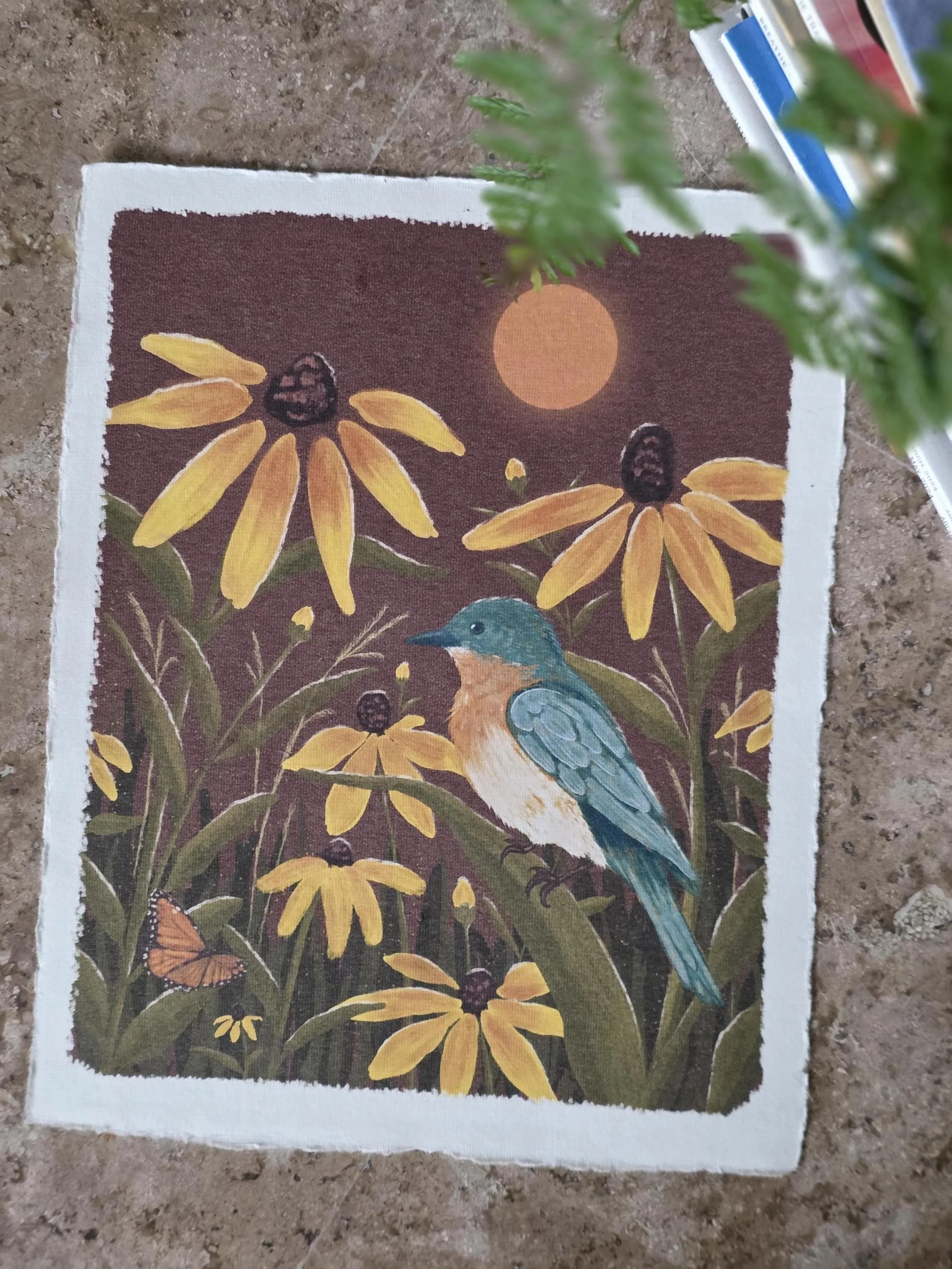 Bluebird, Sun, and Coneflowers | 8