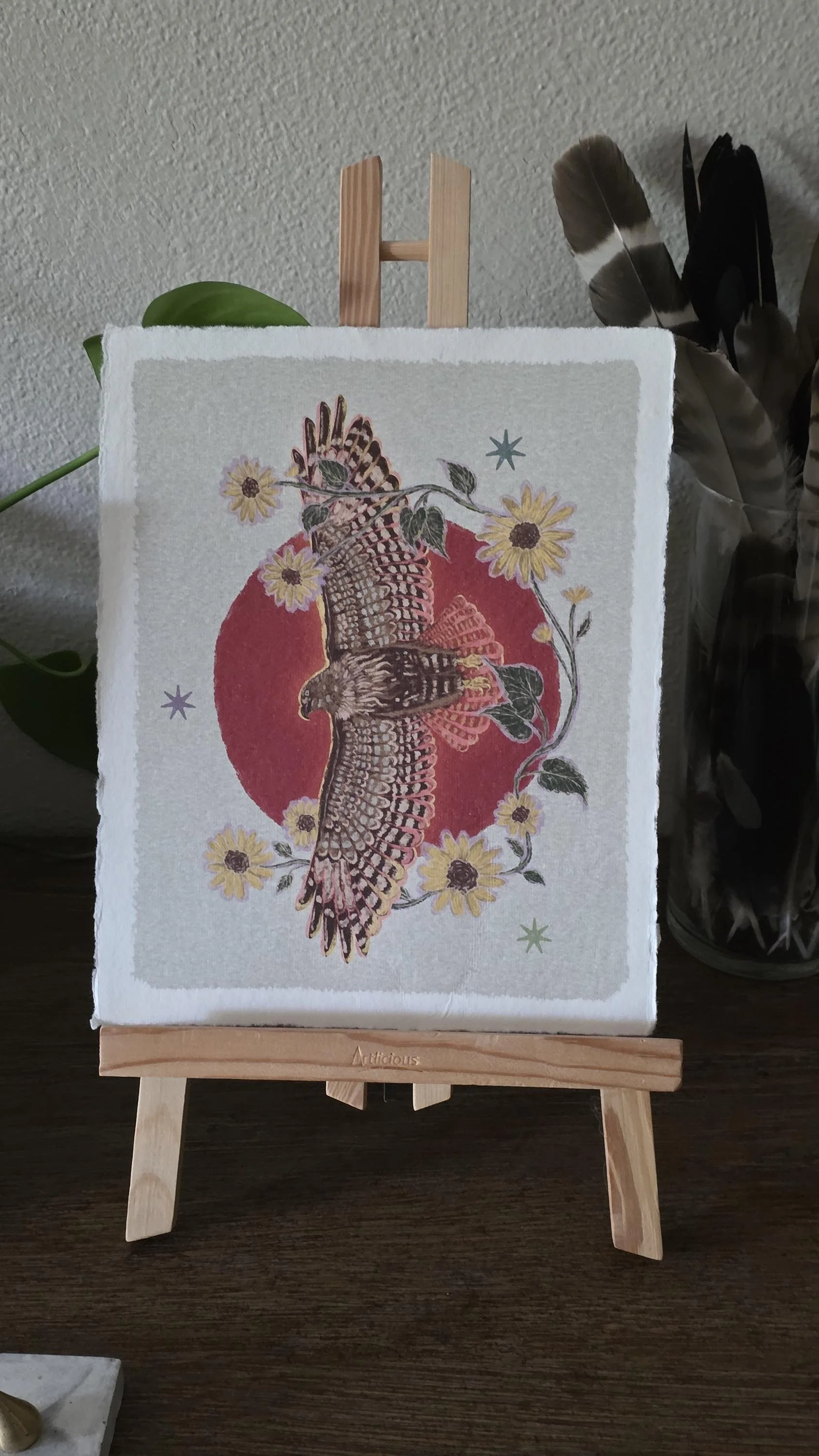 Red Tailed Hawk with Sunflowers | 8