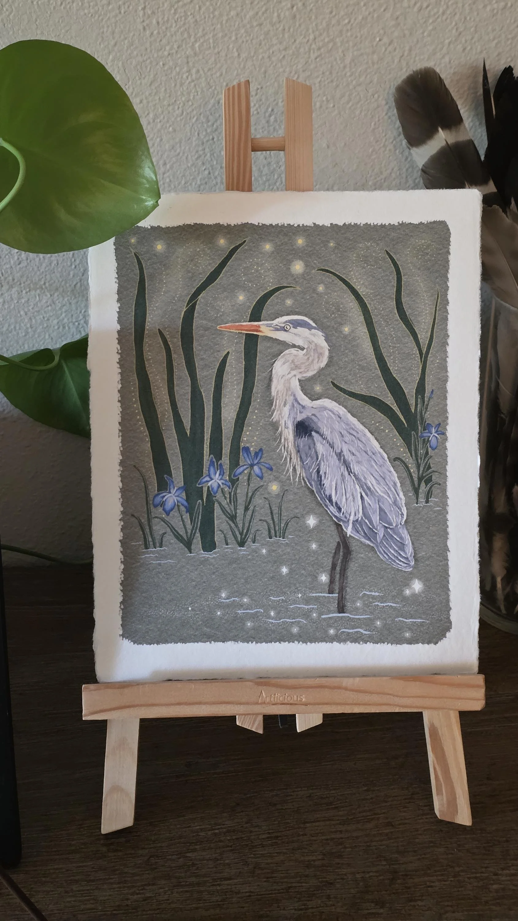 Blue Heron Iris Art Print | Lowcountry Marsh Nature Scene (8x10)