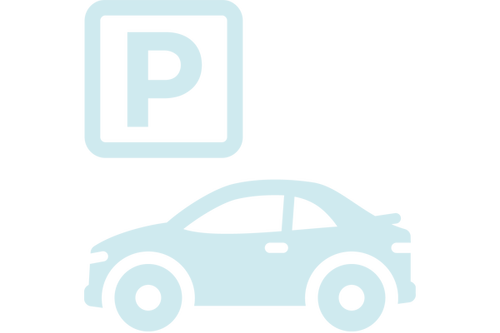 Parking sign with a car icon indicating a parking area.