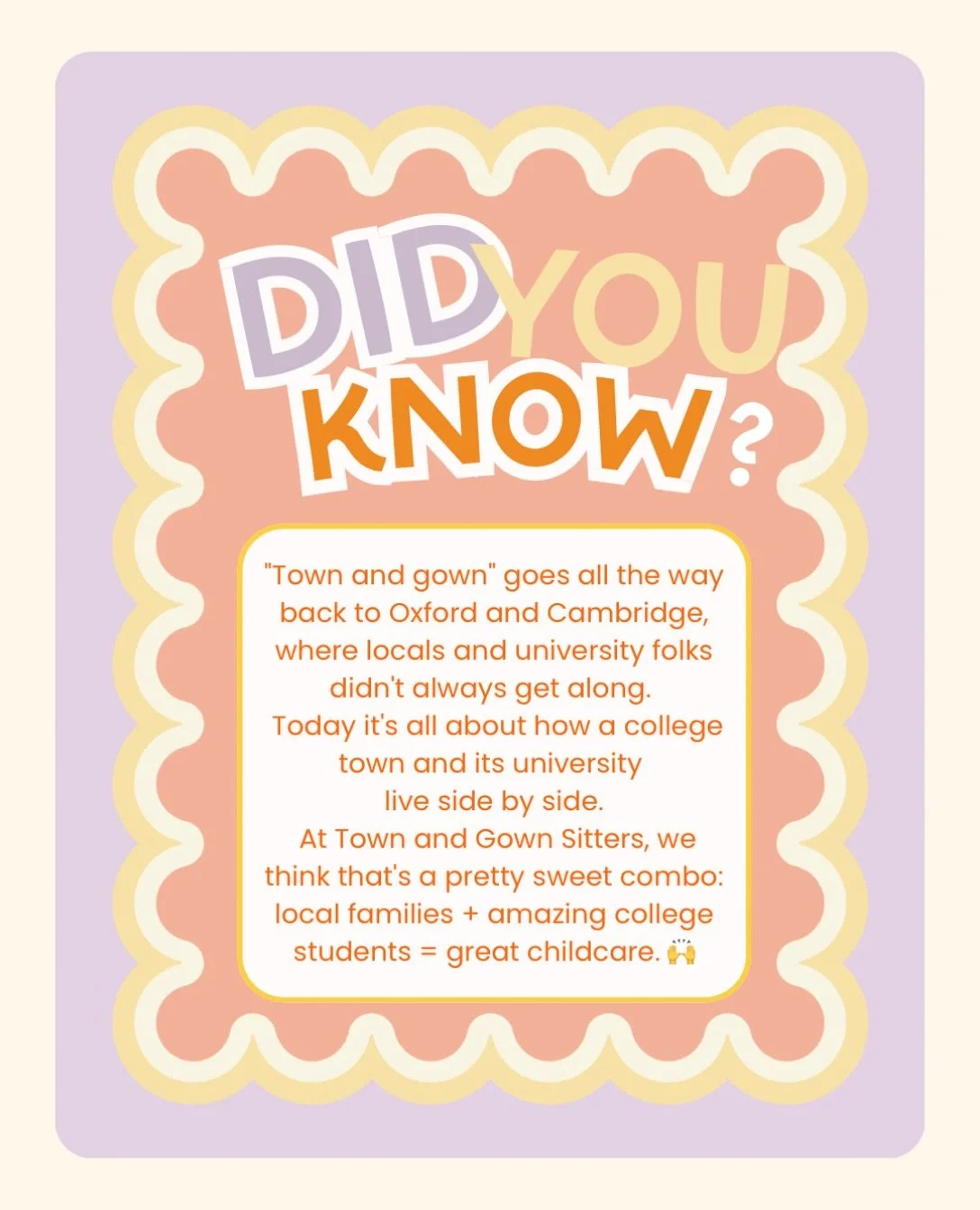 Since introducing Town and Gown Sitters, so many people have asked why we chose that name! 🎓🏡

&ldquo;Town and gown&rdquo; is a universal saying describing the relationship between a town and its university. It dates all the way back to Oxford and 