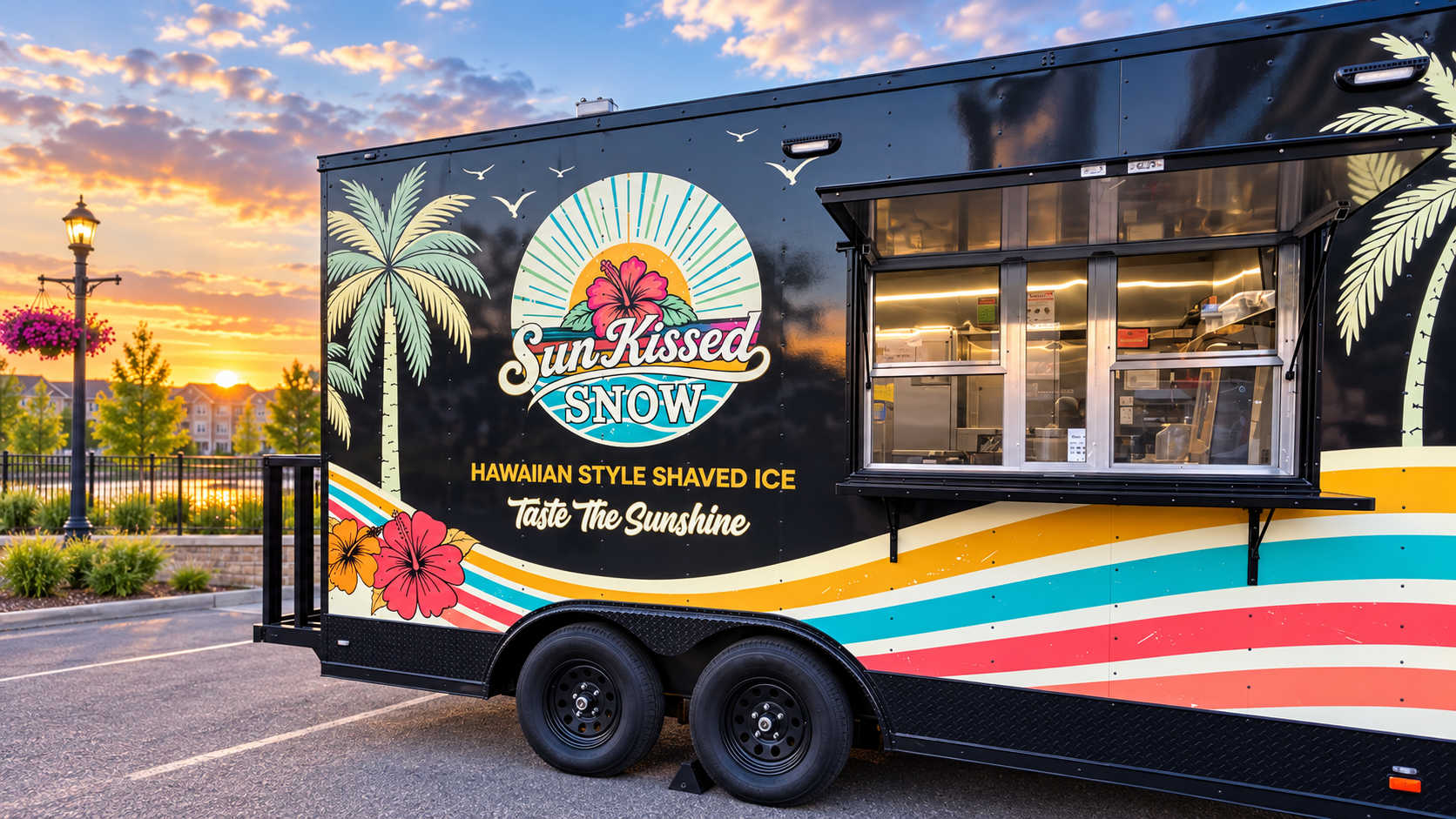 Sun Kissed Snow logo on mobile trailer
