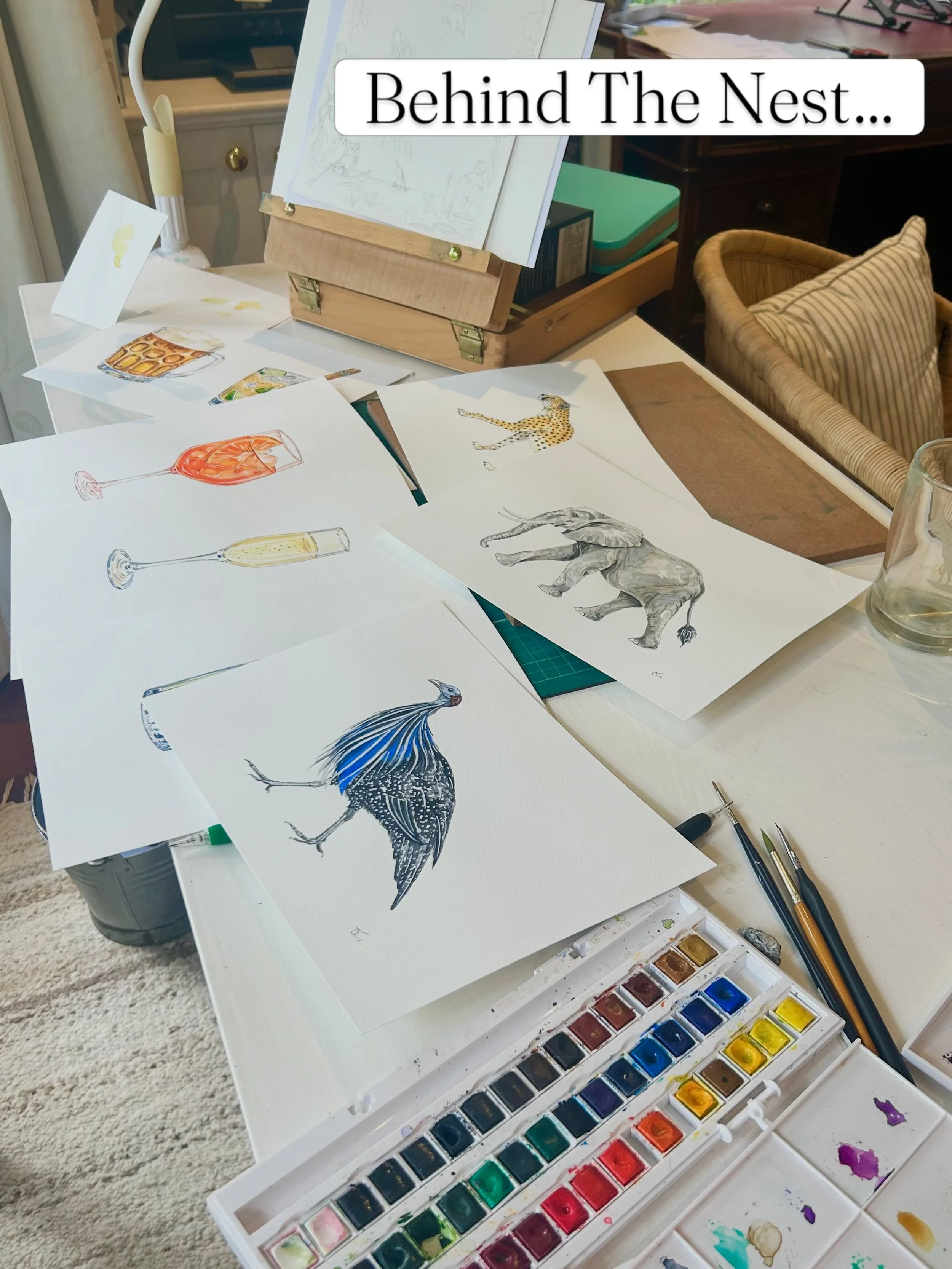 It&rsquo;s been a little quiet on here lately, but definitely not behind The Nest&hellip;
The last couple of weeks have been a blur of painting, printing, website building, packaging, sample measuring, and getting artwork out into the world - and rat