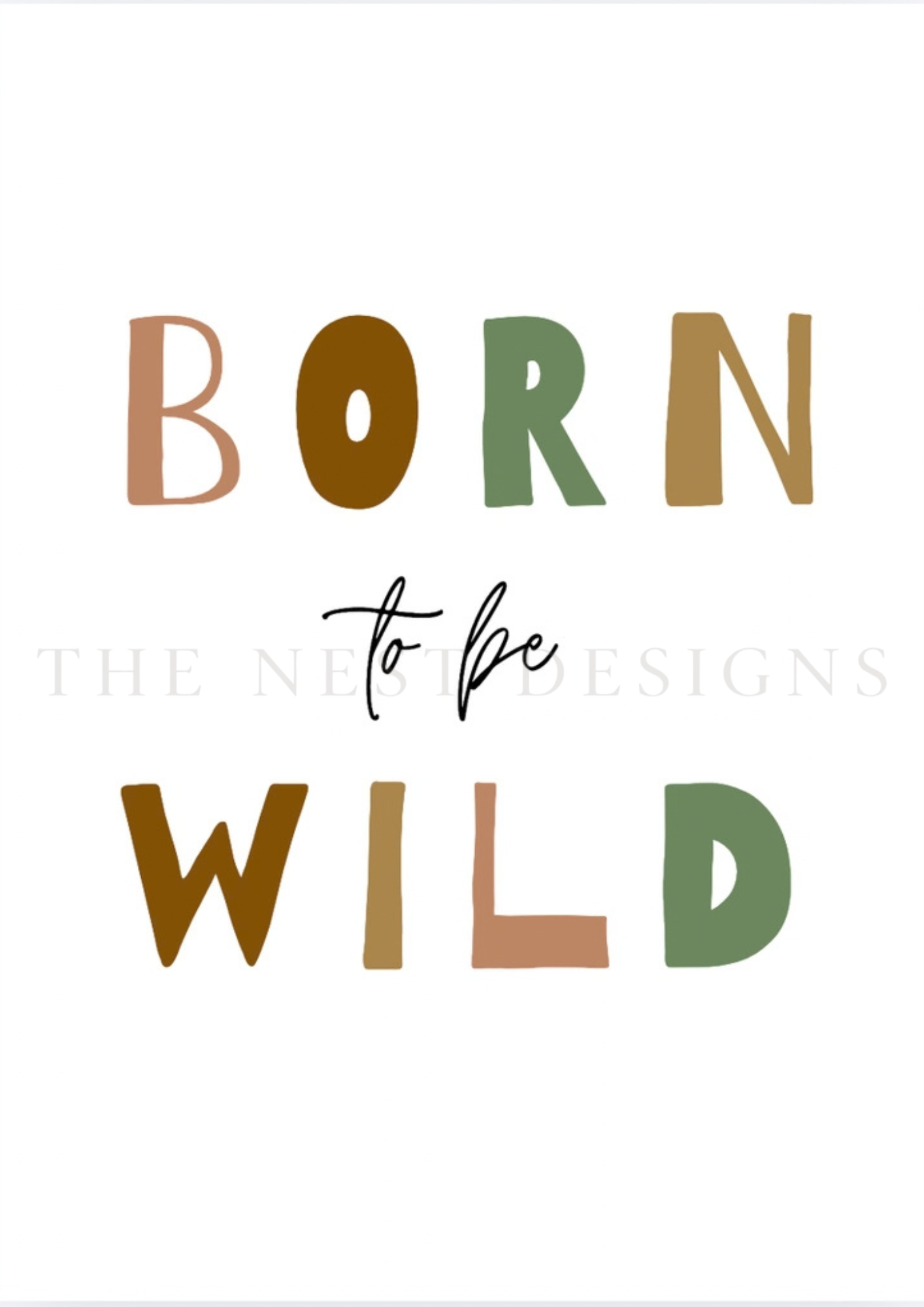 Decorative text that says 'BORN to be WILD' in various colors and fonts