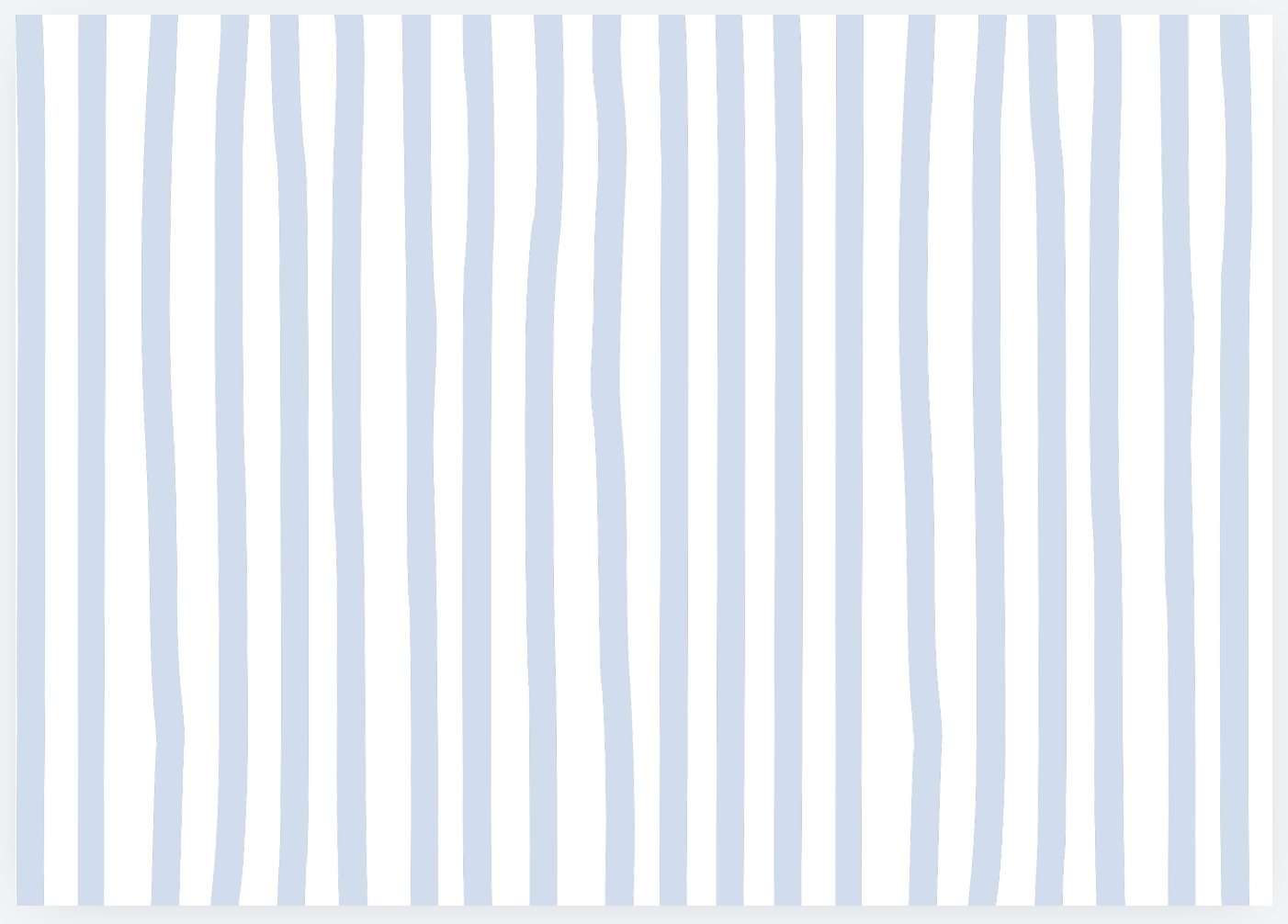 A light blue and white striped curtain or fabric with vertical wavy lines.