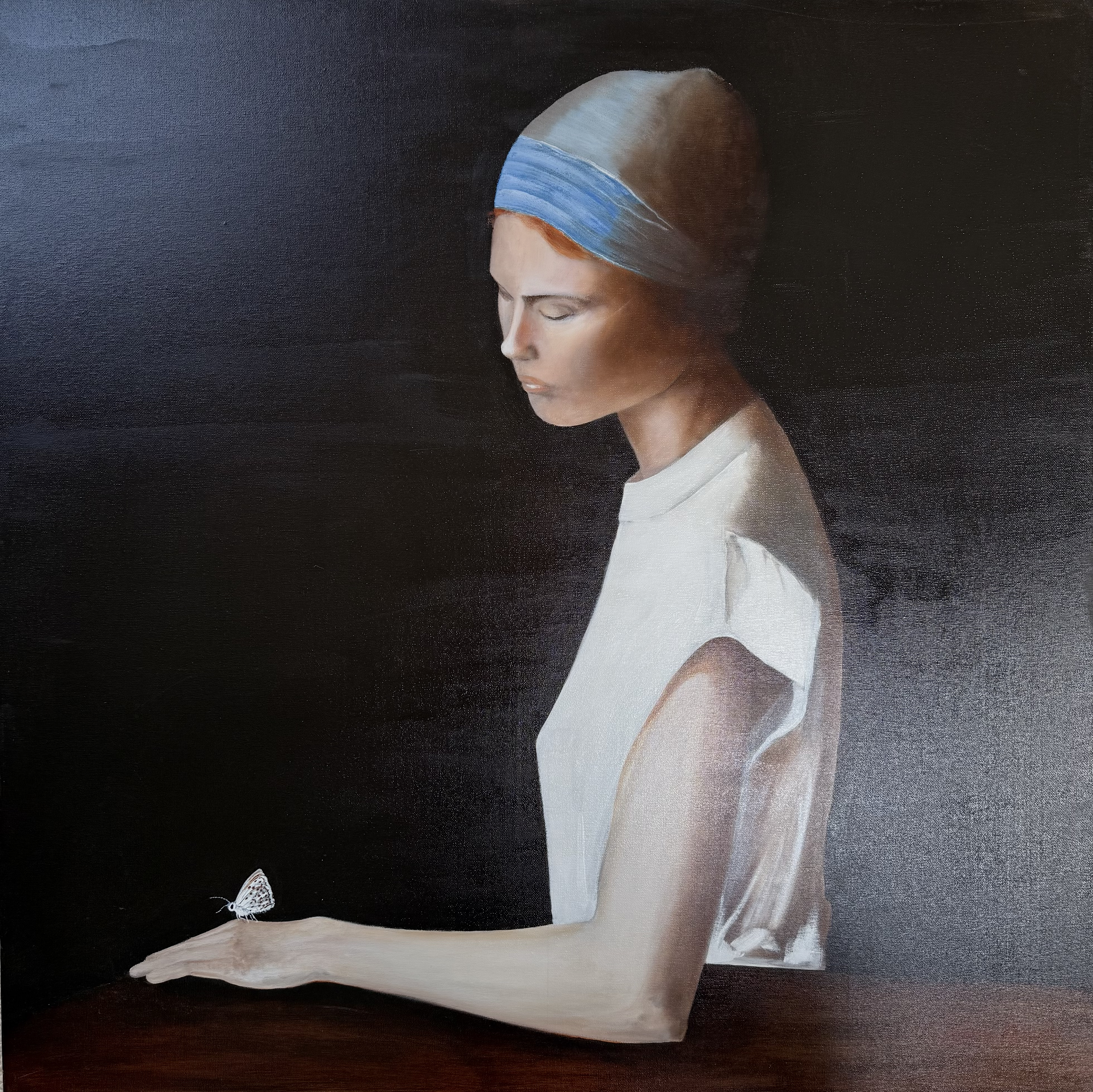 The Girl and the Butterfly - 92 x 92 cm