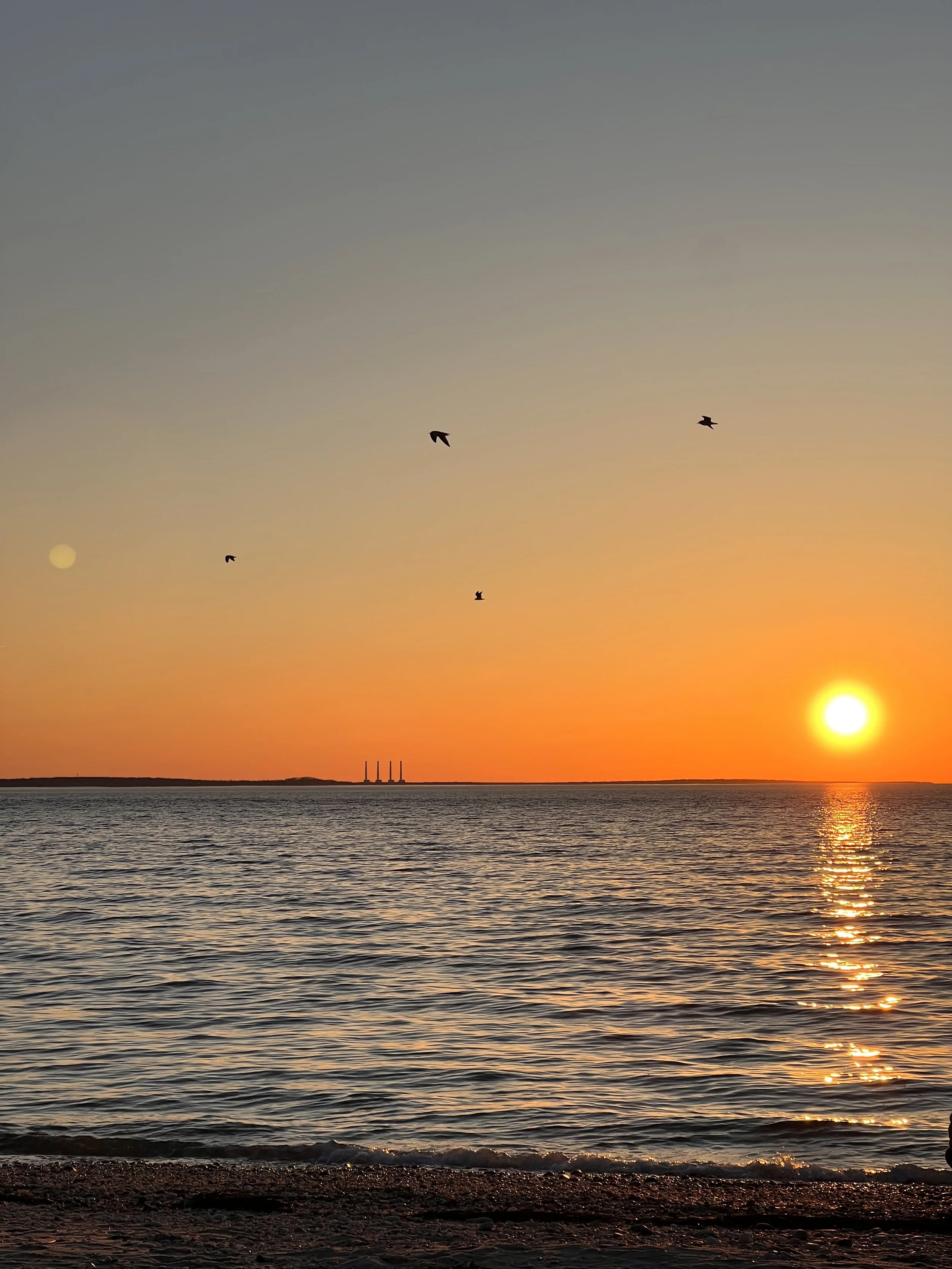 Sunset over the water on Long Island, New York