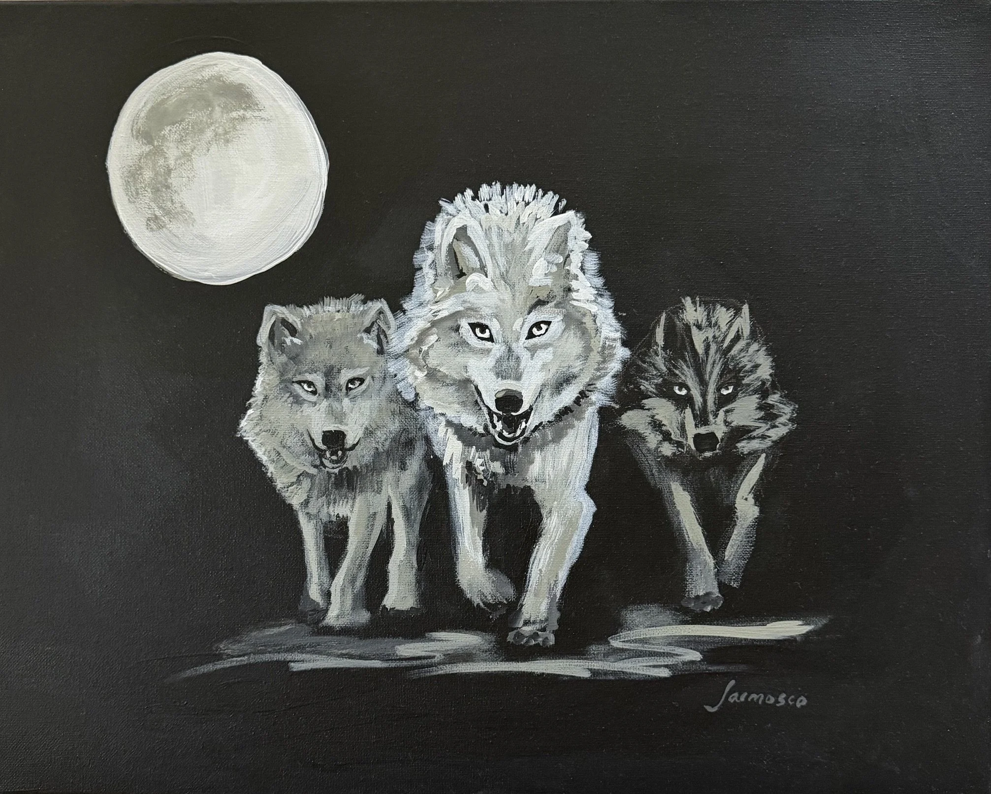 Wolf Pack 16x20 Original Canvas