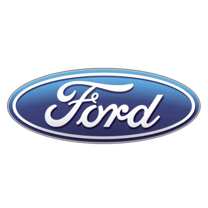 Ford logo with blue oval background and white cursive lettering