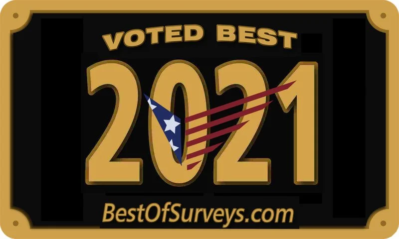 A badge graphic with the text 'VOTED BEST 2021' and 'BestOfSurveys.com', of 2021.