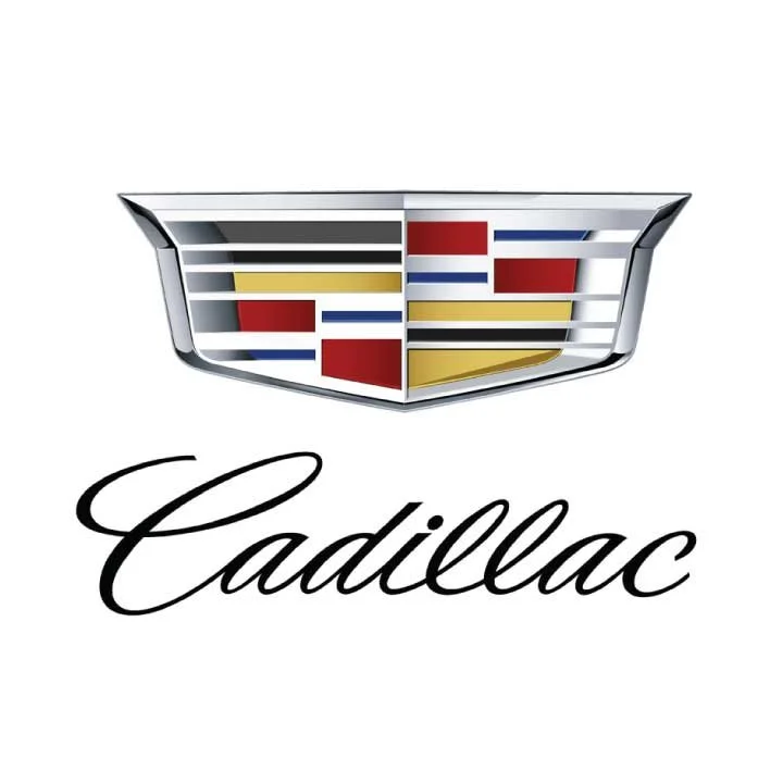 Cadillac logo with a stylized crest above the cursive Cadillac script.