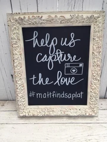 Mid-size, white ornate chalk board (Copy)