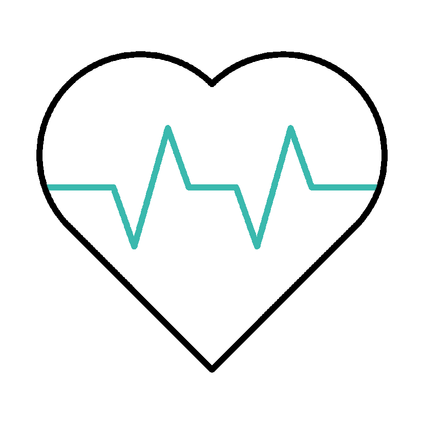 Heart outline with a stylized electrocardiogram line inside