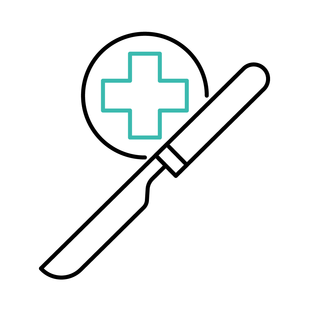 Medical scalpel with a cross symbol in a circle.