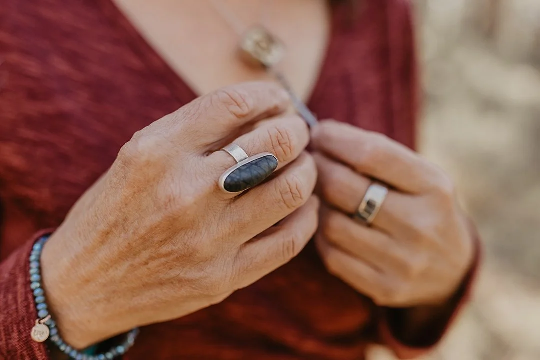 Close up of rings and bracelet